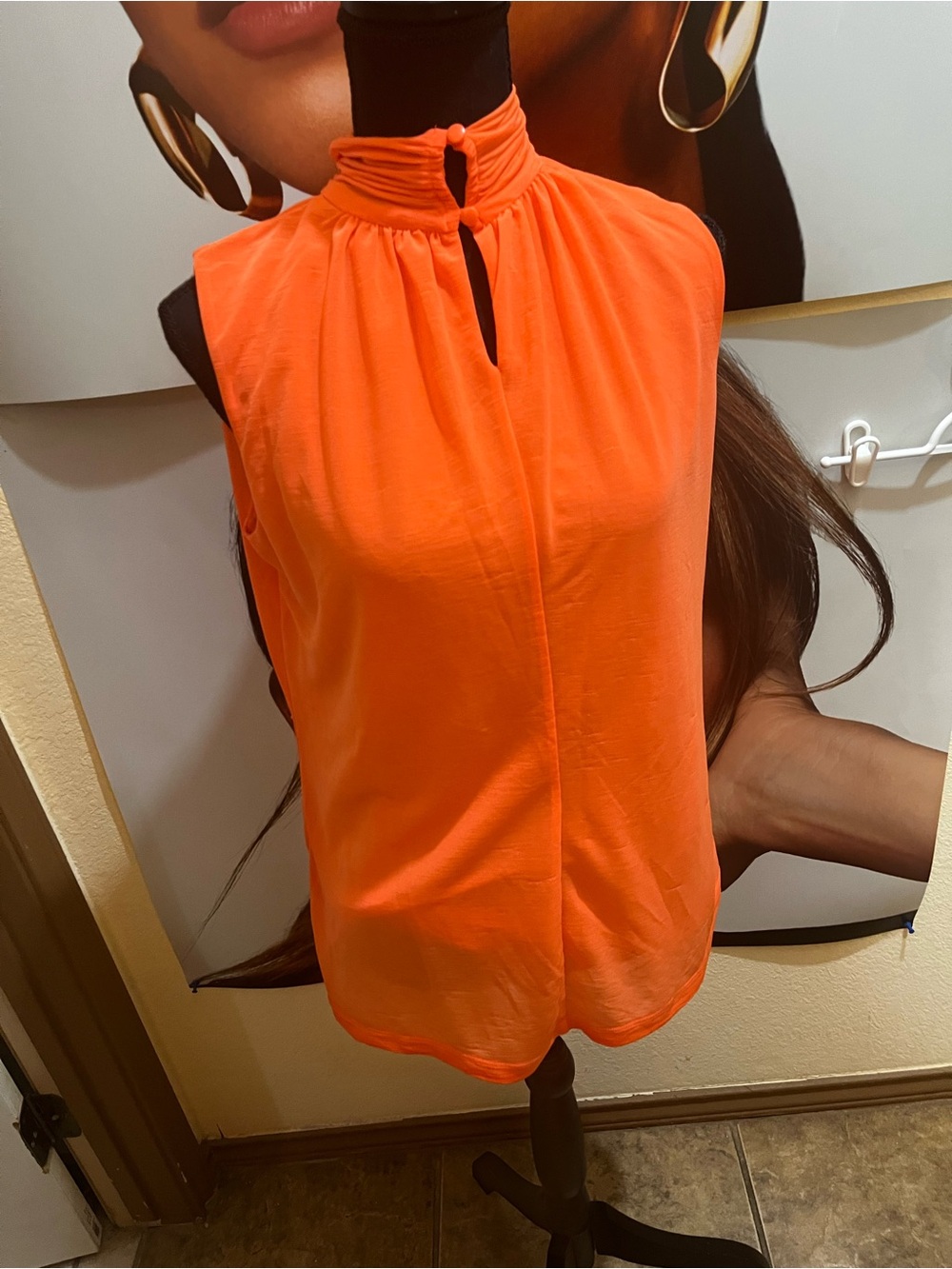 Worthington Sleeveless Mock Neck Keyhole Camisole - Orange